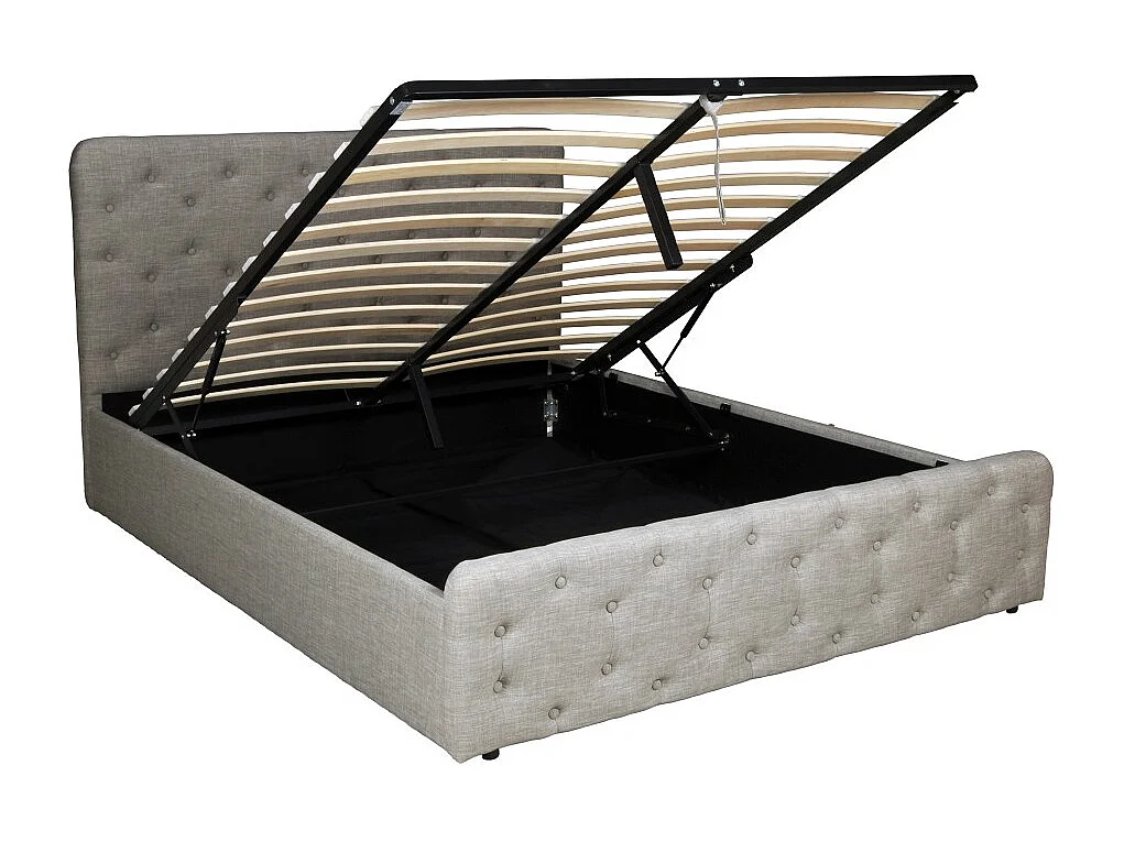 Lit coffre 140x190 cm EDEN+ sommier / Gris clair