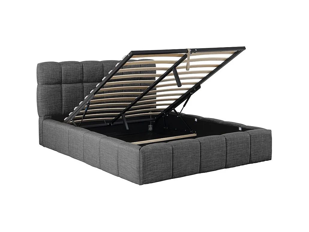 Lit coffre 160x200 cm ELIAS + sommier / Gris foncé