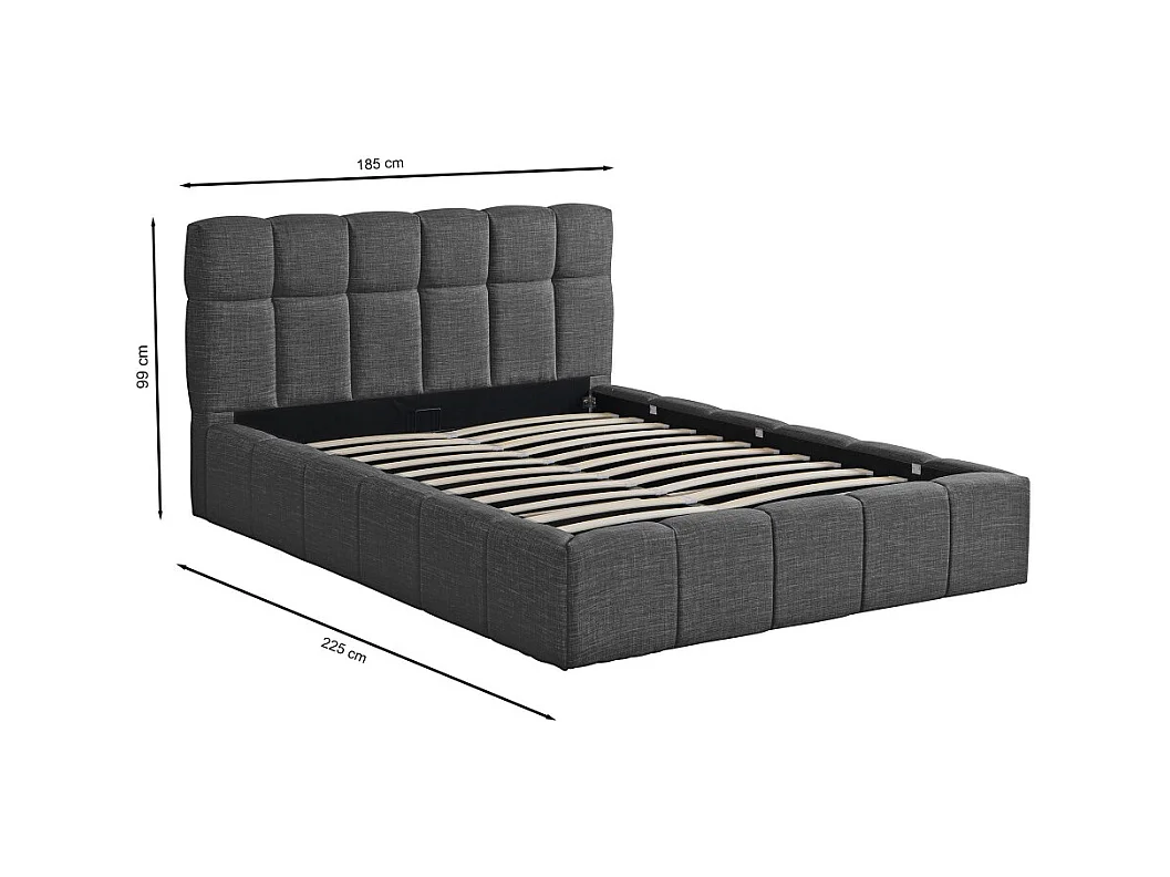Lit coffre 160x200 cm ELIAS + sommier / Gris foncé
