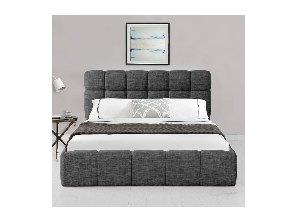 Lit coffre 160x200 cm ELIAS + sommier / Gris foncé