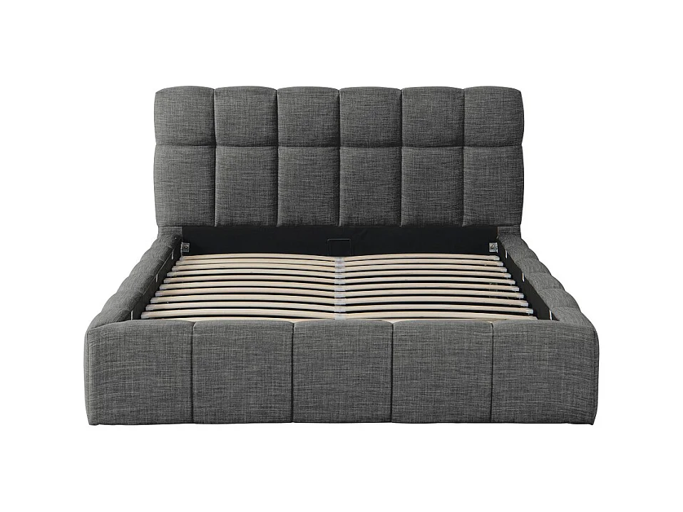 Lit coffre 160x200 cm ELIAS + sommier / Gris foncé