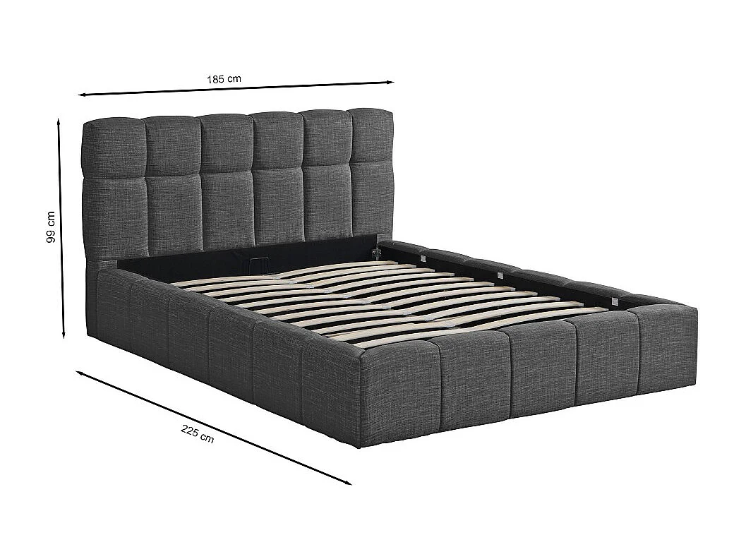 Lit coffre 160x200 cm ELIAS + sommier / Gris foncé