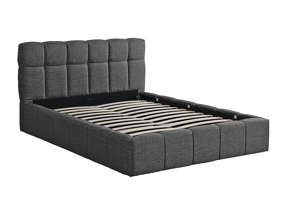 Lit coffre 160x200 cm ELIAS + sommier / Gris foncé