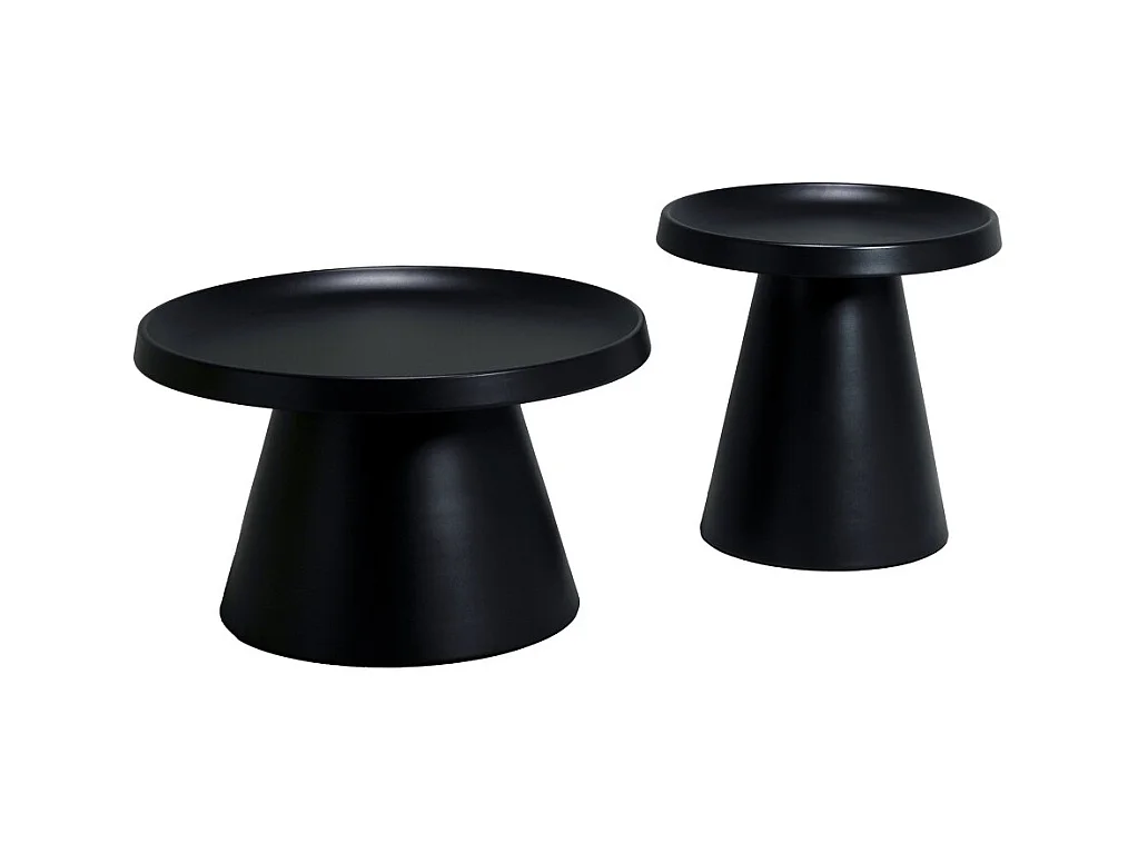 Lot de 2 tables basses rondes LOTUS/ Noir