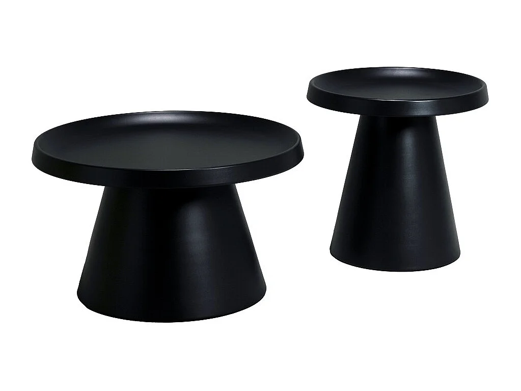 Lot de 2 tables basses rondes LOTUS/ Noir