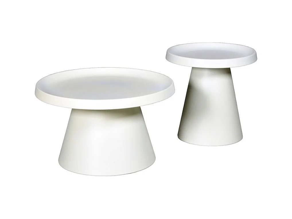 Lot de 2 tables basses rondes LOTUS/ Blanc