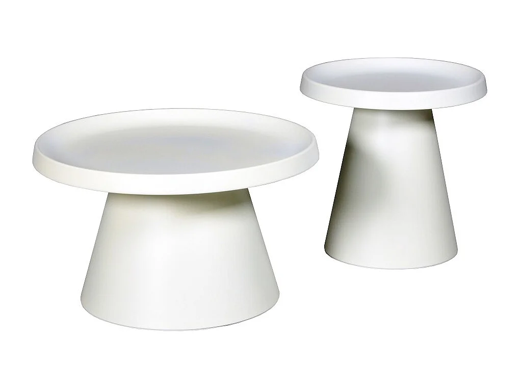 Lot de 2 tables basses rondes LOTUS/ Blanc