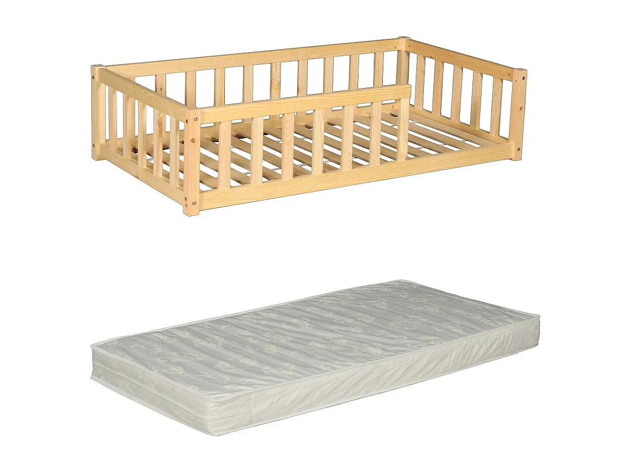 Lit NINO 70x140 avec sommier et Matelas / Naturel