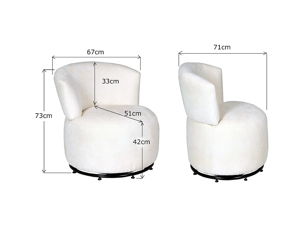 Fauteuil pivotant de salon ARNO, Blanc