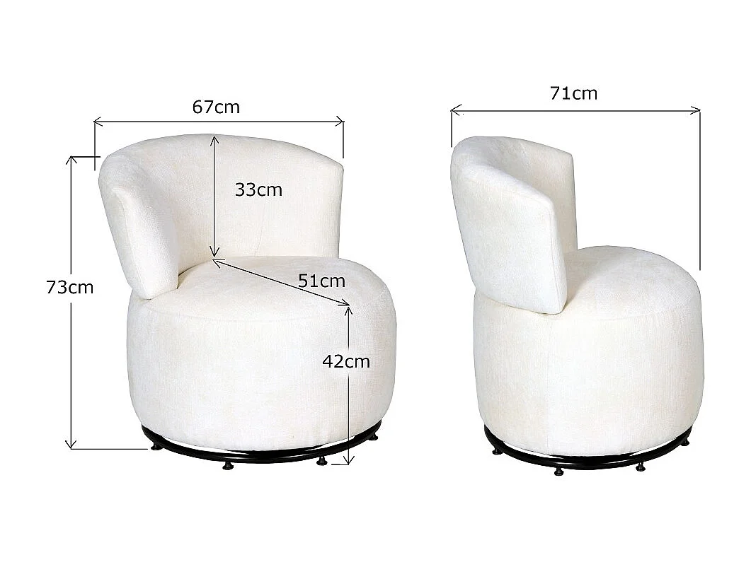 Fauteuil pivotant de salon ARNO, Blanc