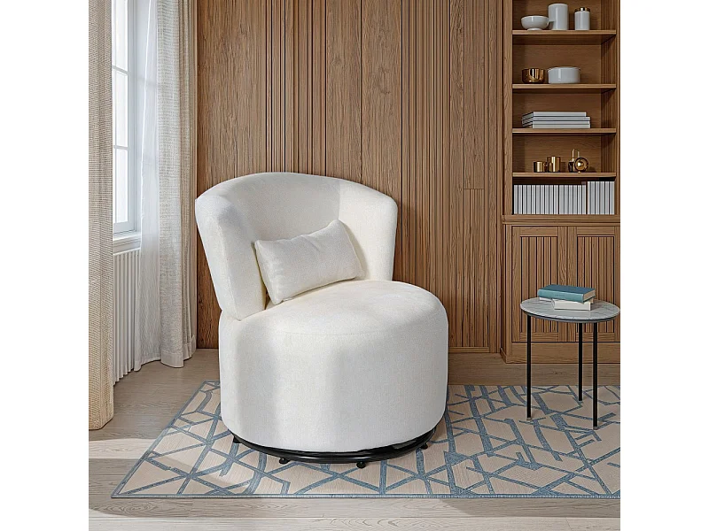 Fauteuil pivotant de salon ARNO, Blanc