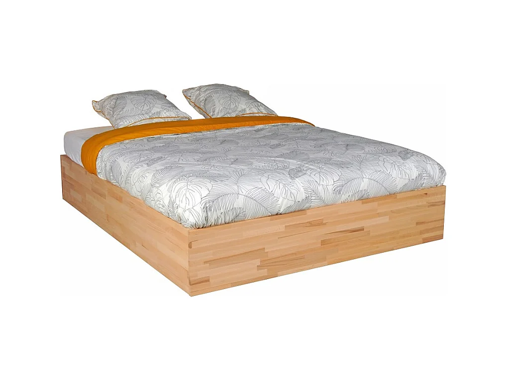 Lit coffre 120x200cm BEN + sommier/ Hêtre massif huilé