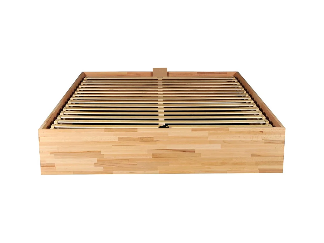 Lit coffre 120x200cm BEN + sommier/ Hêtre massif huilé