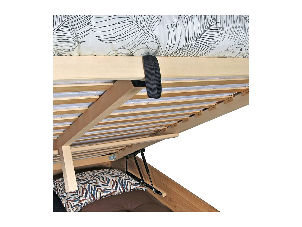 Lit coffre 120x200cm BEN + sommier/ Hêtre massif huilé