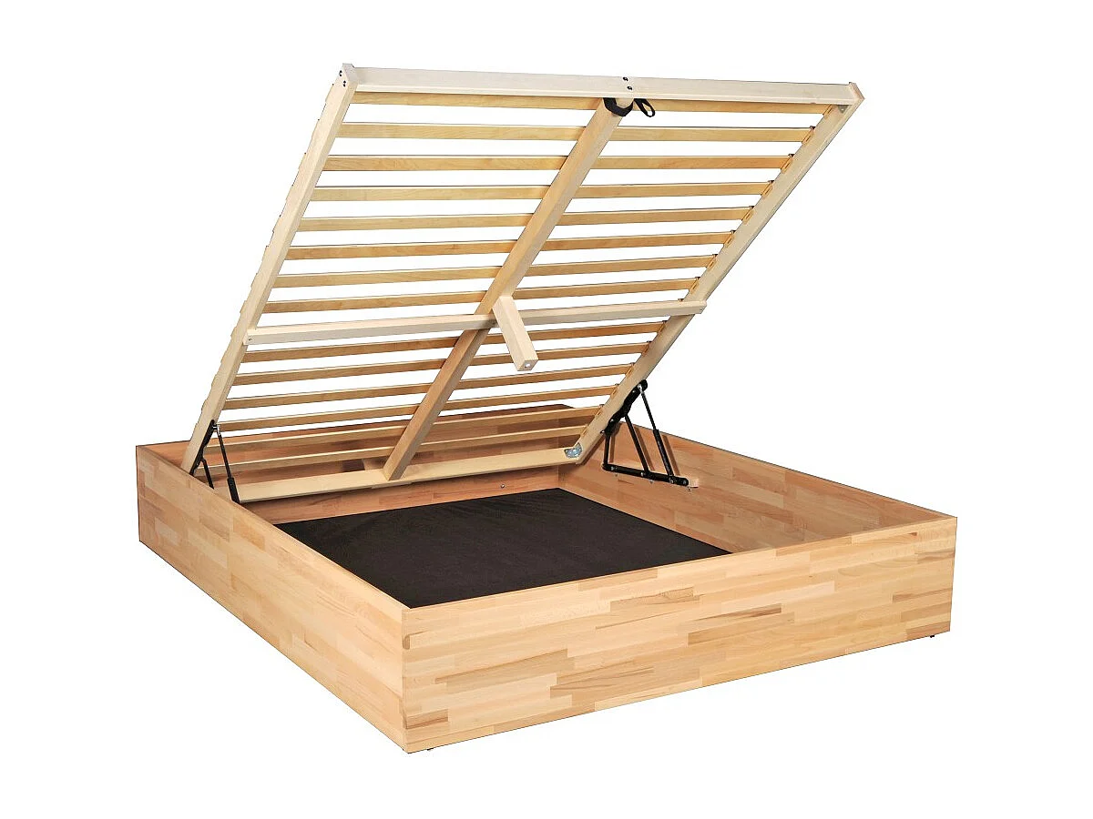 Lit coffre 120x200cm BEN + sommier/ Hêtre massif huilé