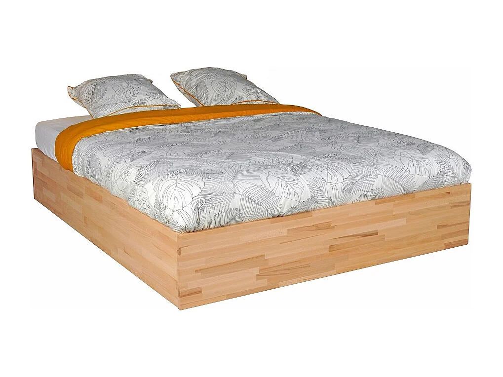 Lit coffre 120x200cm BEN + sommier/ Hêtre massif huilé