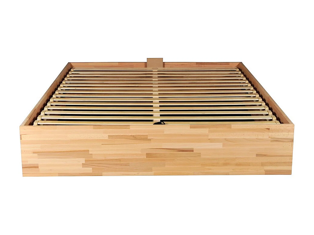 Lit coffre 120x200cm BEN + sommier/ Hêtre massif huilé