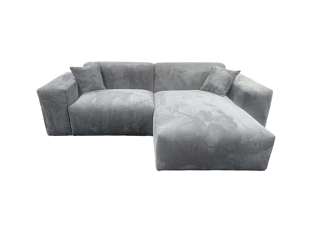 Canapé d'angle réversible LANA en velours côtelé / Gris