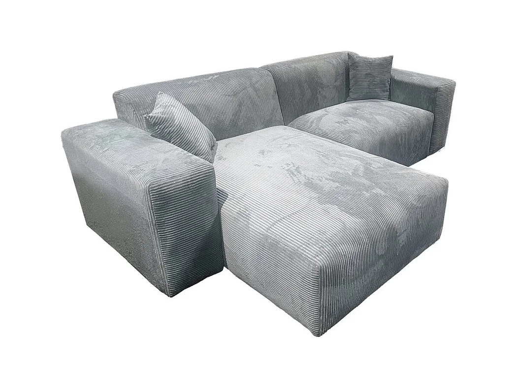 Canapé d'angle réversible LANA en velours côtelé / Gris