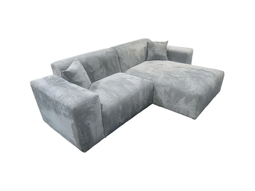 Canapé d'angle réversible LANA en velours côtelé / Gris