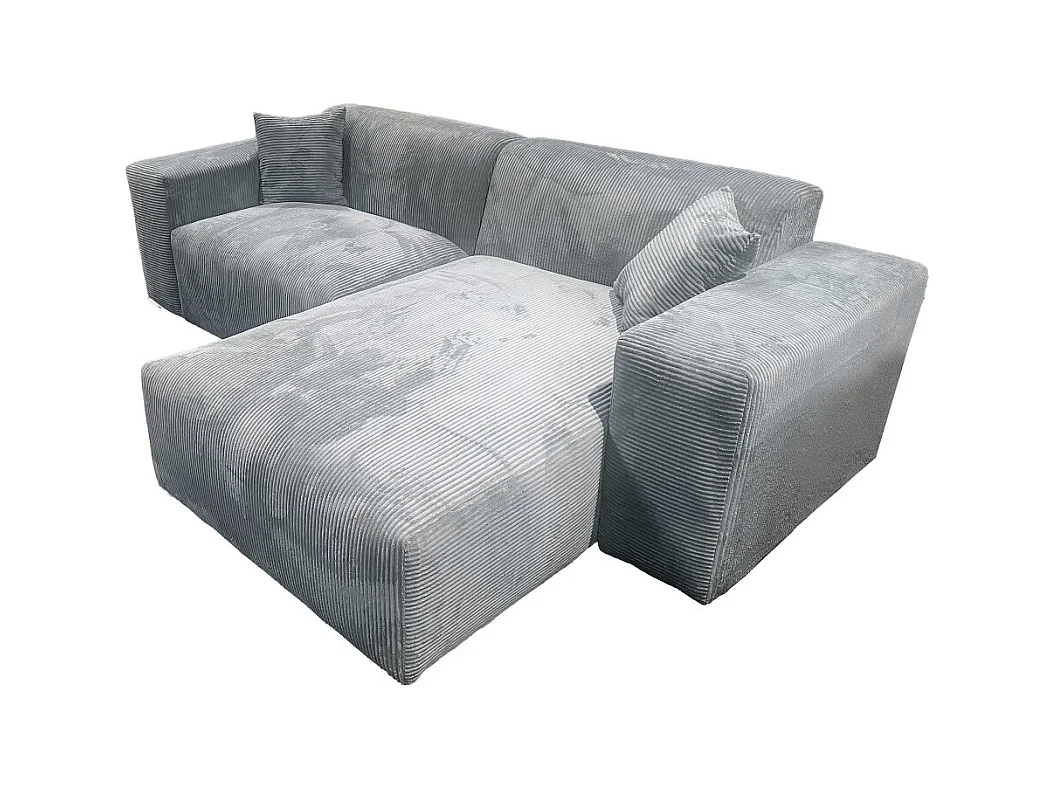 Canapé d'angle réversible LANA en velours côtelé / Gris