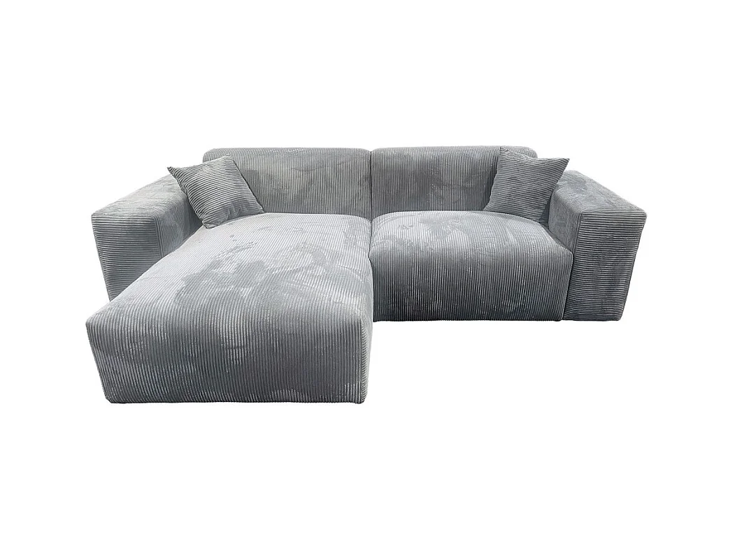 Canapé d'angle réversible LANA en velours côtelé / Gris