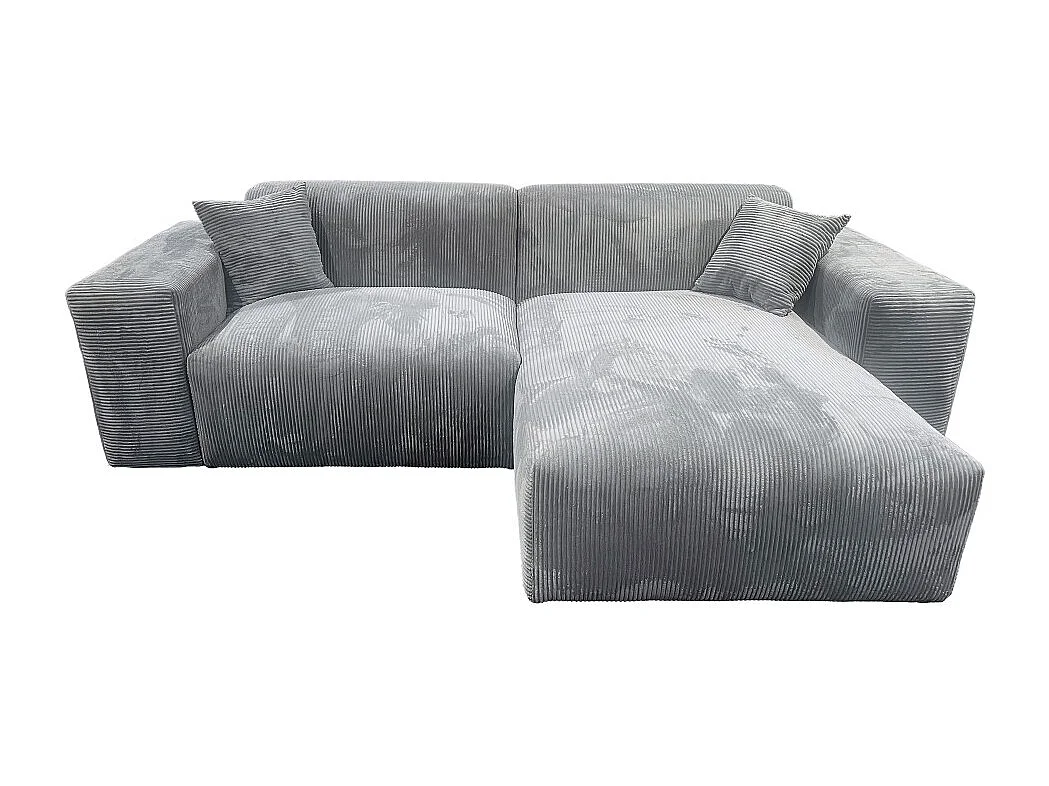 Canapé d'angle réversible LANA en velours côtelé / Gris