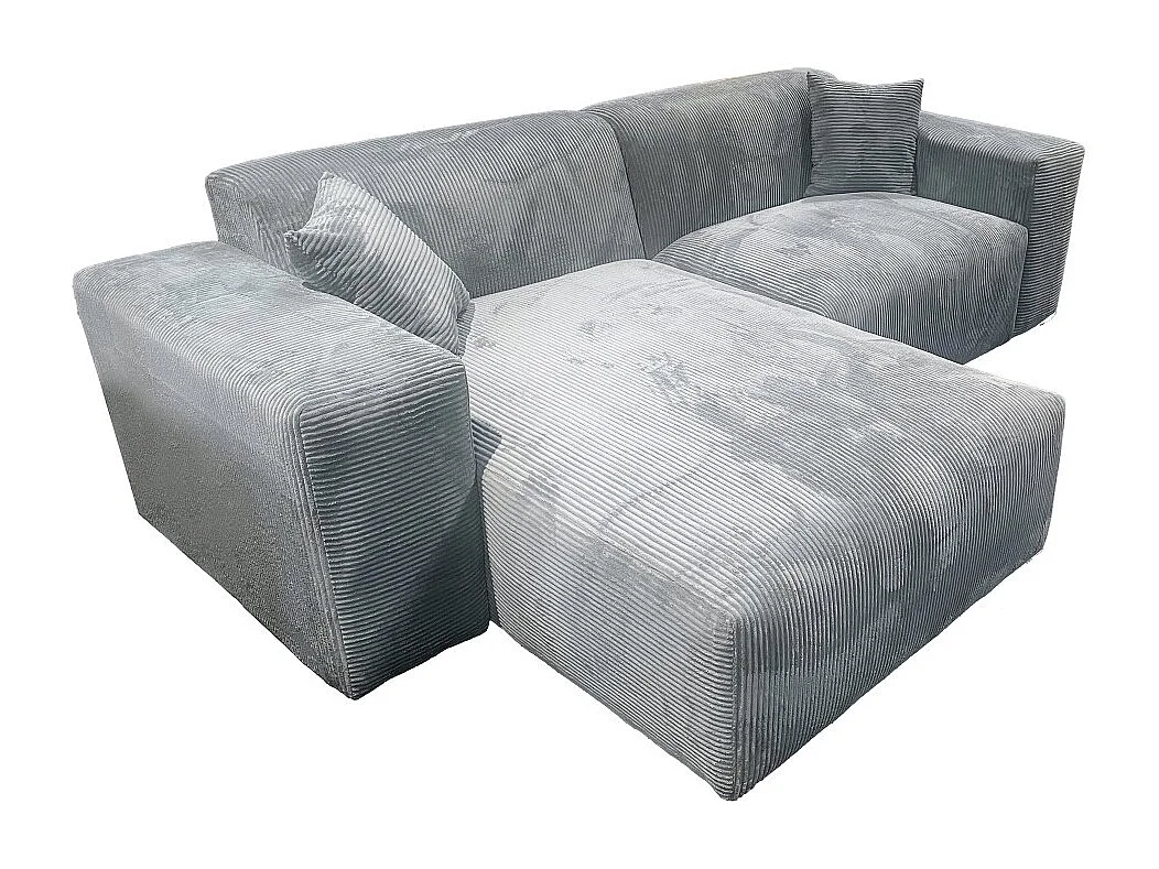 Canapé d'angle réversible LANA en velours côtelé / Gris