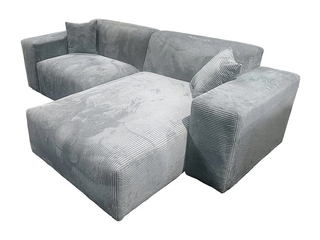 Canapé d'angle réversible LANA en velours côtelé / Gris