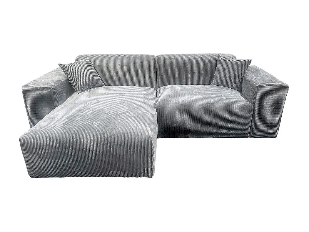 Canapé d'angle réversible LANA en velours côtelé / Gris