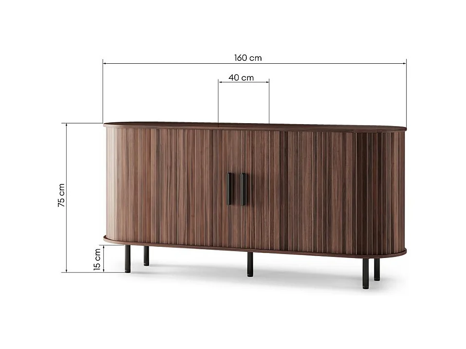 Kommode 75x160x40 cm Walnuss Epique