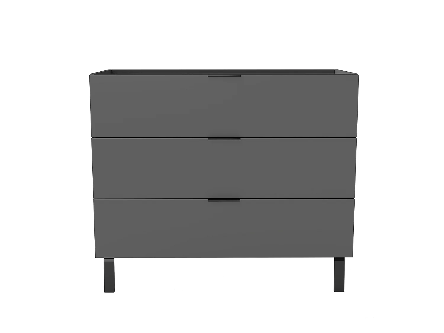 AICA Ensembles de meubles de Salle de Bain 100cm avec Pieds, sans vasque, avec 3 tiroirs, Anthracite, pour vasque encastré, Style Moderne