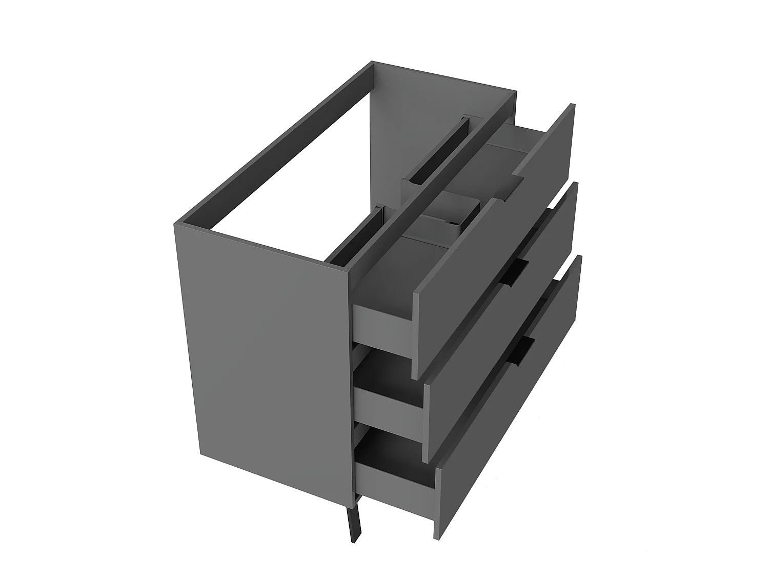 AICA Ensembles de meubles de Salle de Bain 100cm avec Pieds, sans vasque, avec 3 tiroirs, Anthracite, pour vasque encastré, Style Moderne