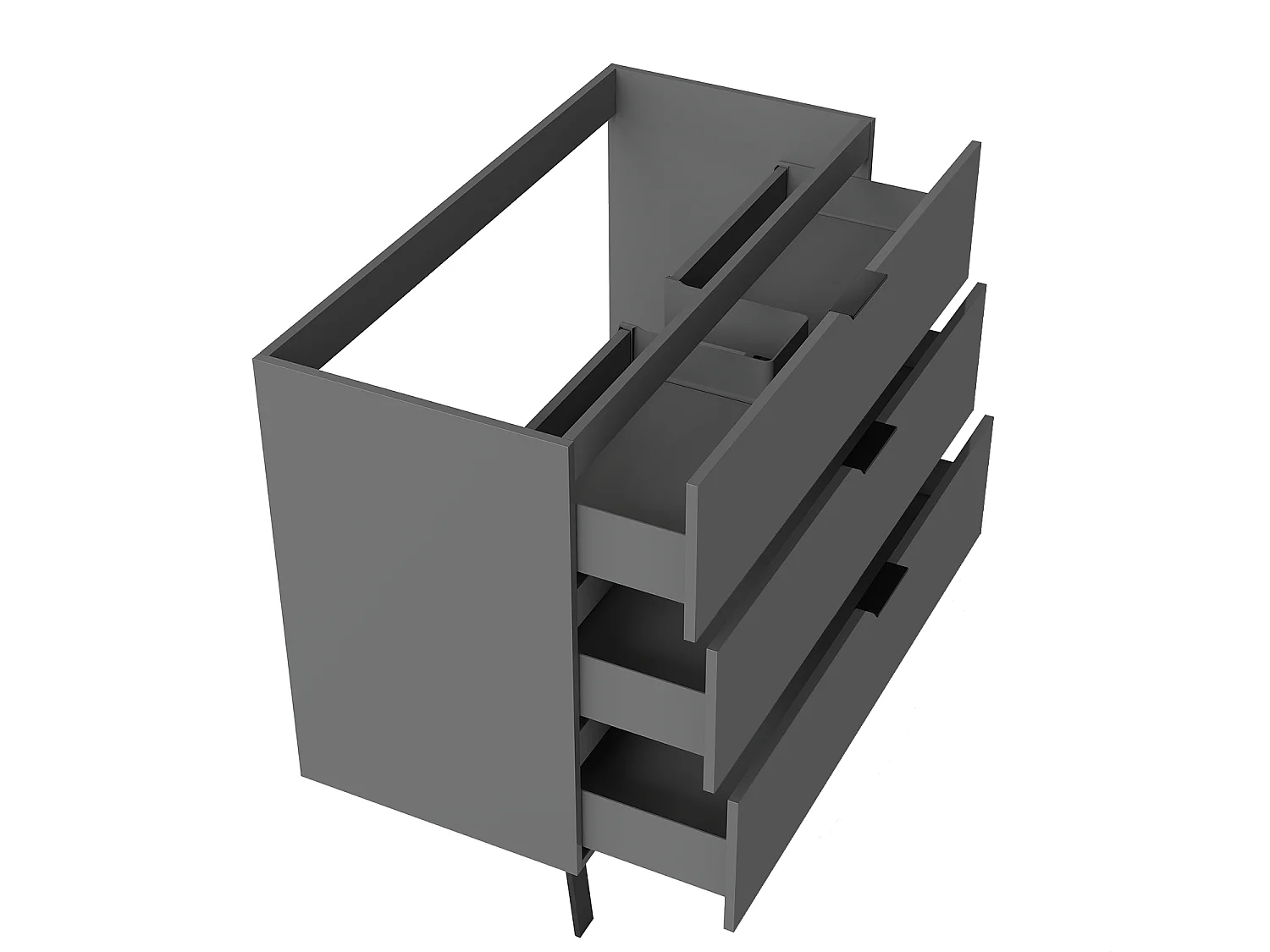 AICA Ensembles de meubles de Salle de Bain 100cm avec Pieds, sans vasque, avec 3 tiroirs, Anthracite, pour vasque encastré, Style Moderne