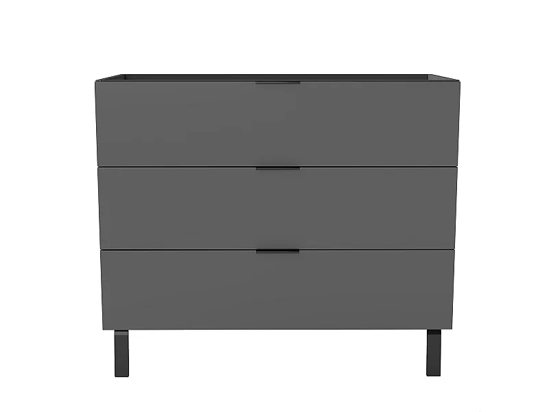 AICA Ensembles de meubles de Salle de Bain 100cm avec Pieds, sans vasque, avec 3 tiroirs, Anthracite, pour vasque encastré, Style Moderne