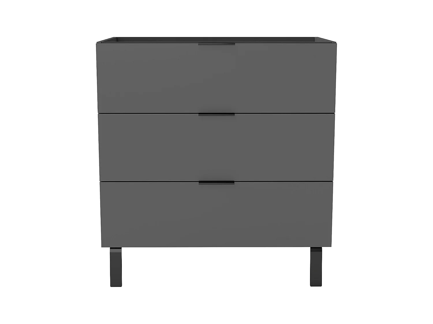 AICA Ensembles de meubles de Salle de Bain 80cm avec Pieds, sans vasque, avec 3 tiroirs, Anthracite, pour vasque encastré, Style Moderne