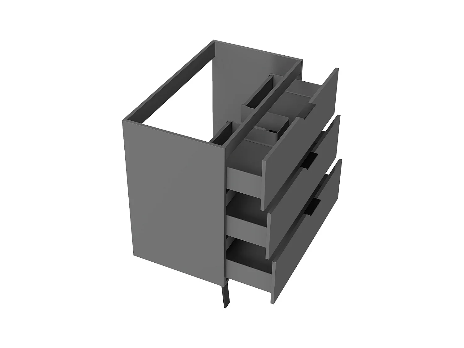 AICA Ensembles de meubles de Salle de Bain 80cm avec Pieds, sans vasque, avec 3 tiroirs, Anthracite, pour vasque encastré, Style Moderne