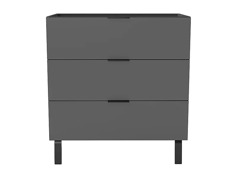 AICA Ensembles de meubles de Salle de Bain 80cm avec Pieds, sans vasque, avec 3 tiroirs, Anthracite, pour vasque encastré, Style Moderne