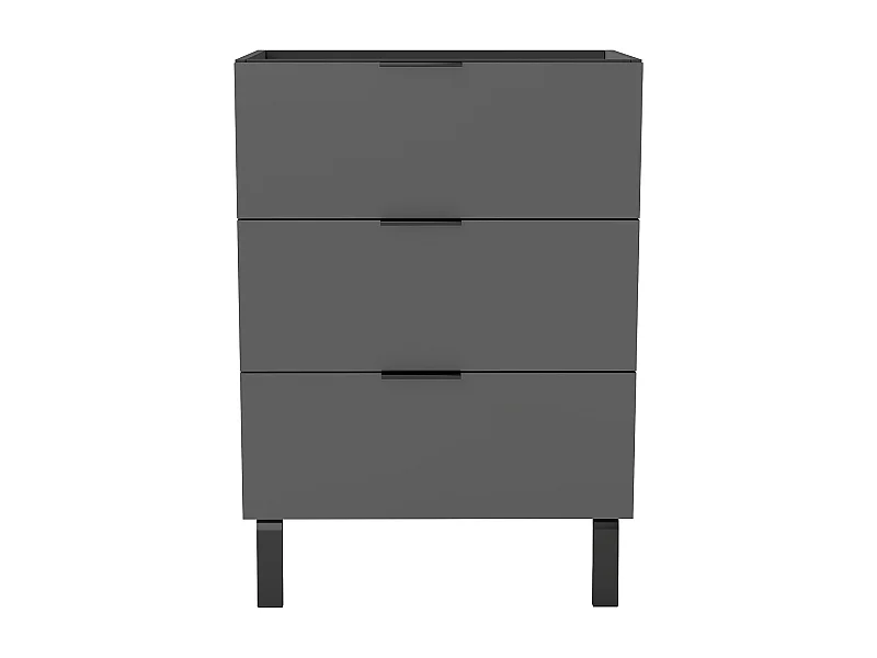 AICA Ensembles de meubles de Salle de Bain 60cm avec Pieds, sans vasque, avec 3 tiroirs, Anthracite, pour vasque encastré, Style Moderne