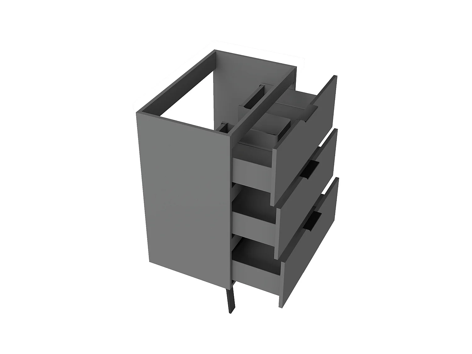 AICA Ensembles de meubles de Salle de Bain 60cm avec Pieds, sans vasque, avec 3 tiroirs, Anthracite, pour vasque encastré, Style Moderne