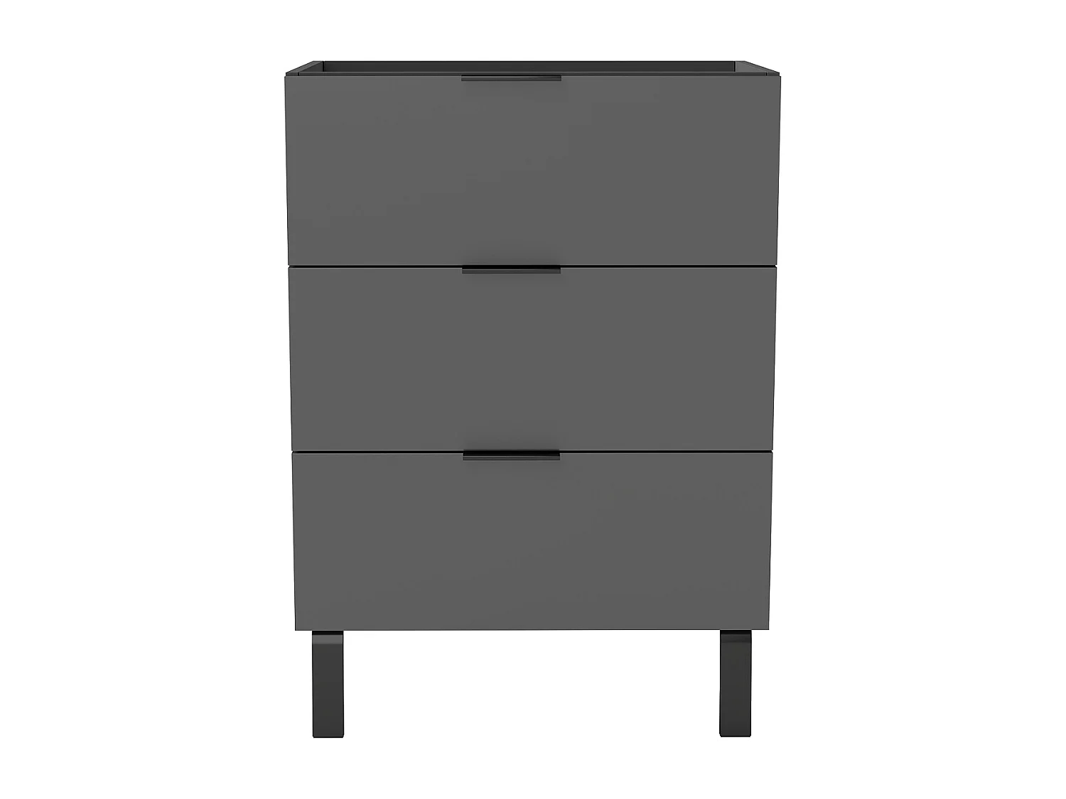 AICA Ensembles de meubles de Salle de Bain 60cm avec Pieds, sans vasque, avec 3 tiroirs, Anthracite, pour vasque encastré, Style Moderne