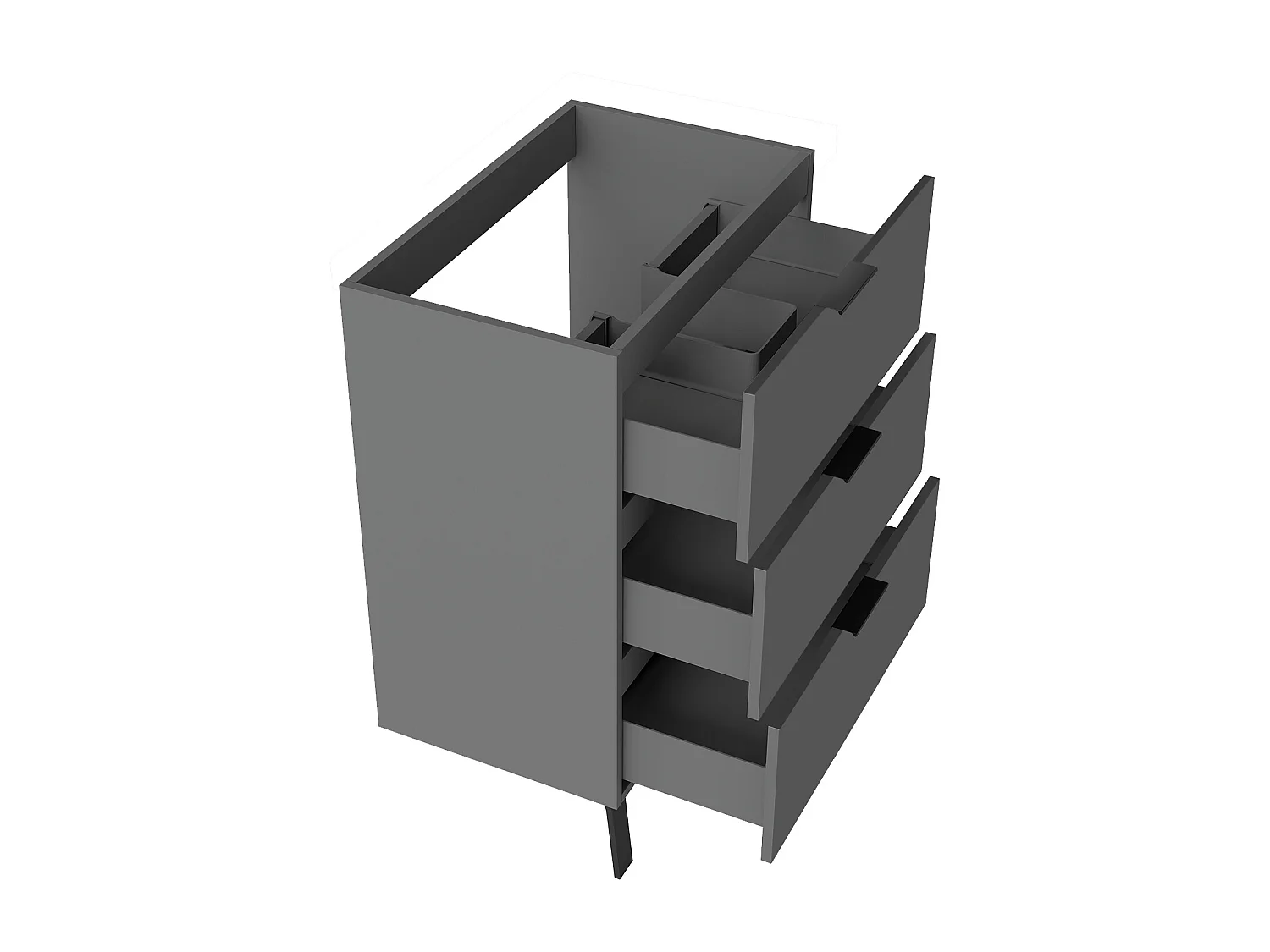 AICA Ensembles de meubles de Salle de Bain 60cm avec Pieds, sans vasque, avec 3 tiroirs, Anthracite, pour vasque encastré, Style Moderne