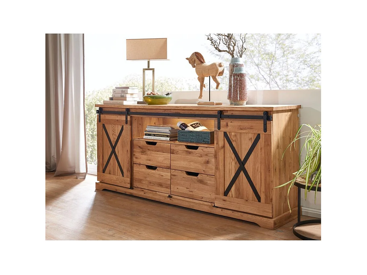 Sideboard 198x42x83 cm Eiche geölt NYKS WZ-0424