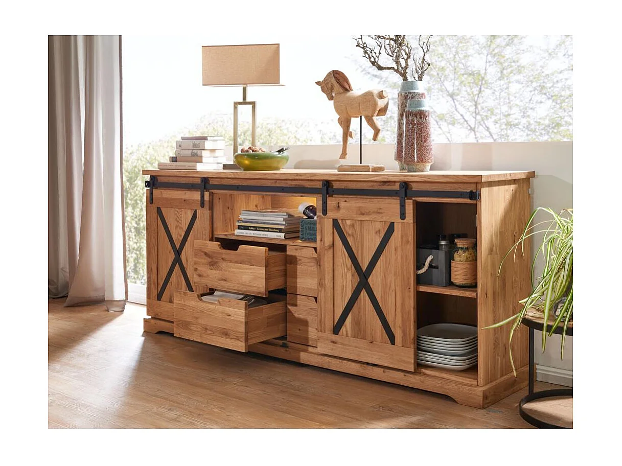 Sideboard 198x42x83 cm Eiche geölt NYKS WZ-0424