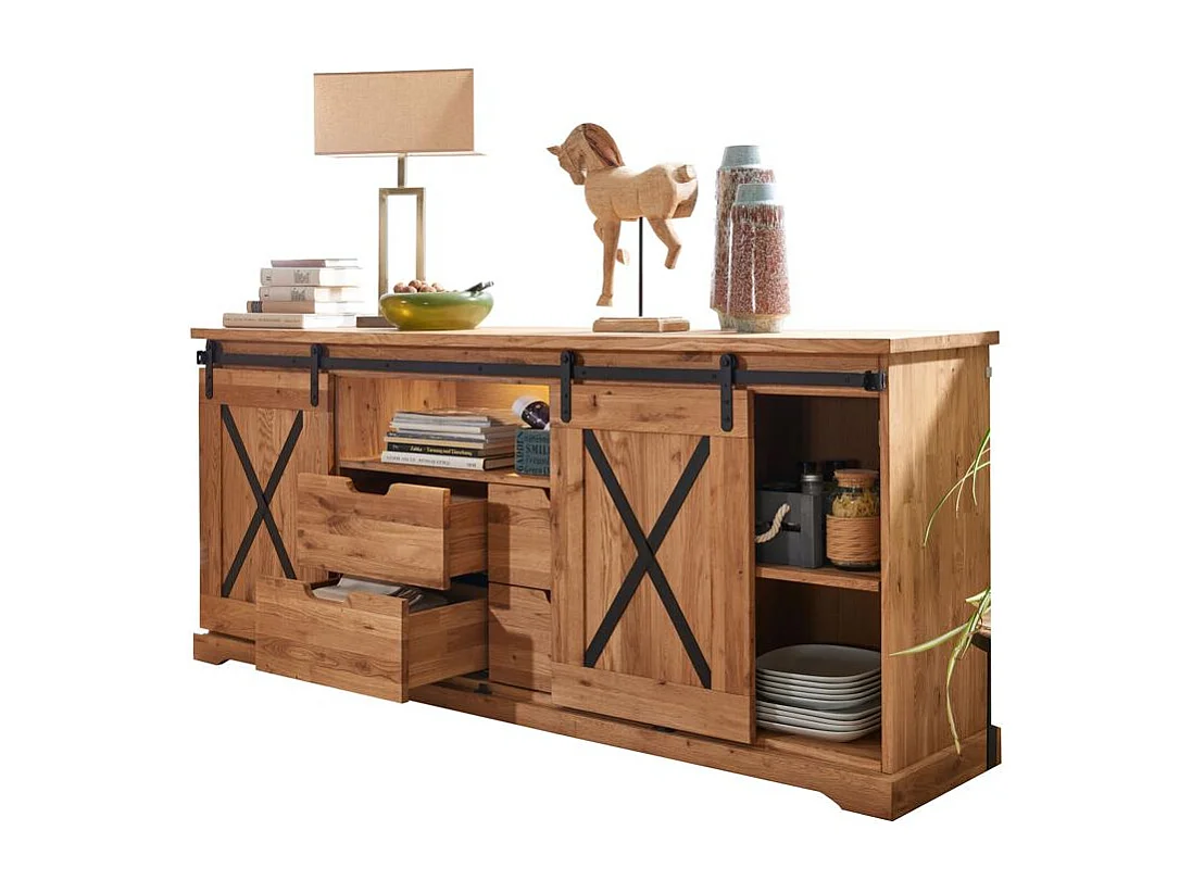 Sideboard 198x42x83 cm Eiche geölt NYKS WZ-0424