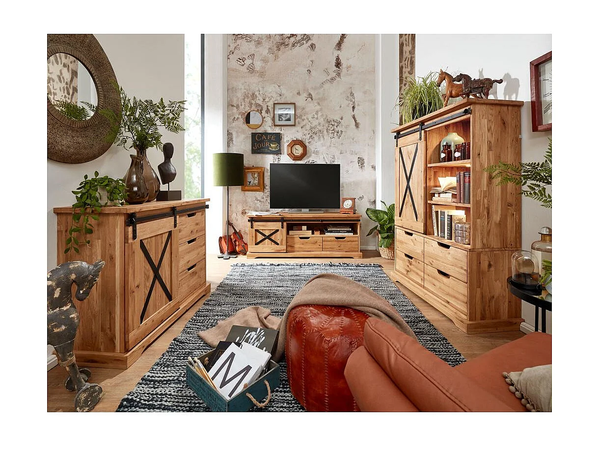 Sideboard 198x42x83 cm Eiche geölt NYKS WZ-0424