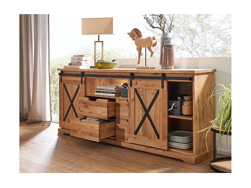 Buffet 198x42x83 cm Chêne huilé NYKS WZ-0424