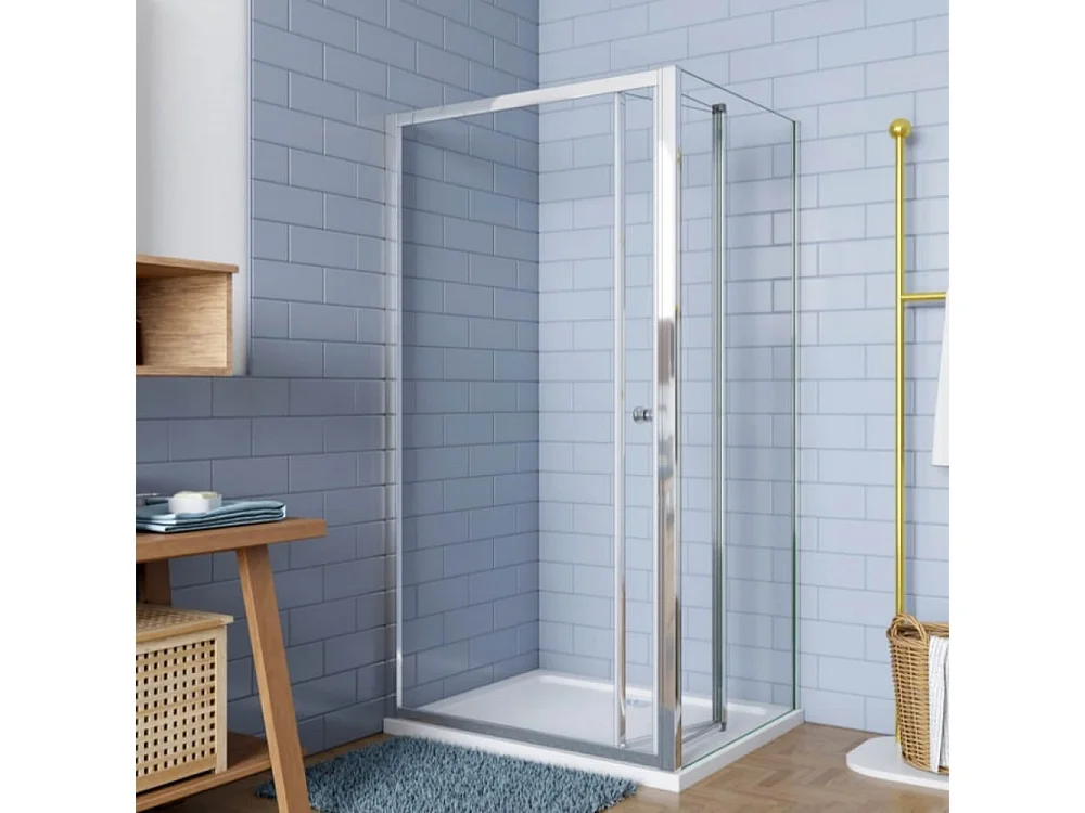 76x80x185cm 5mm ESG mit Seitenwand Pendeltür Falttür Duschkabine