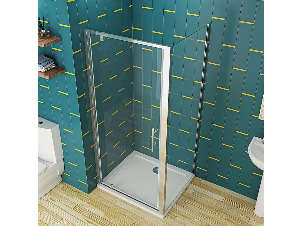 76x80x185cm 5mm Sicherheitsglas Pendeltür mit Seitenwand Falttür Duschkabine