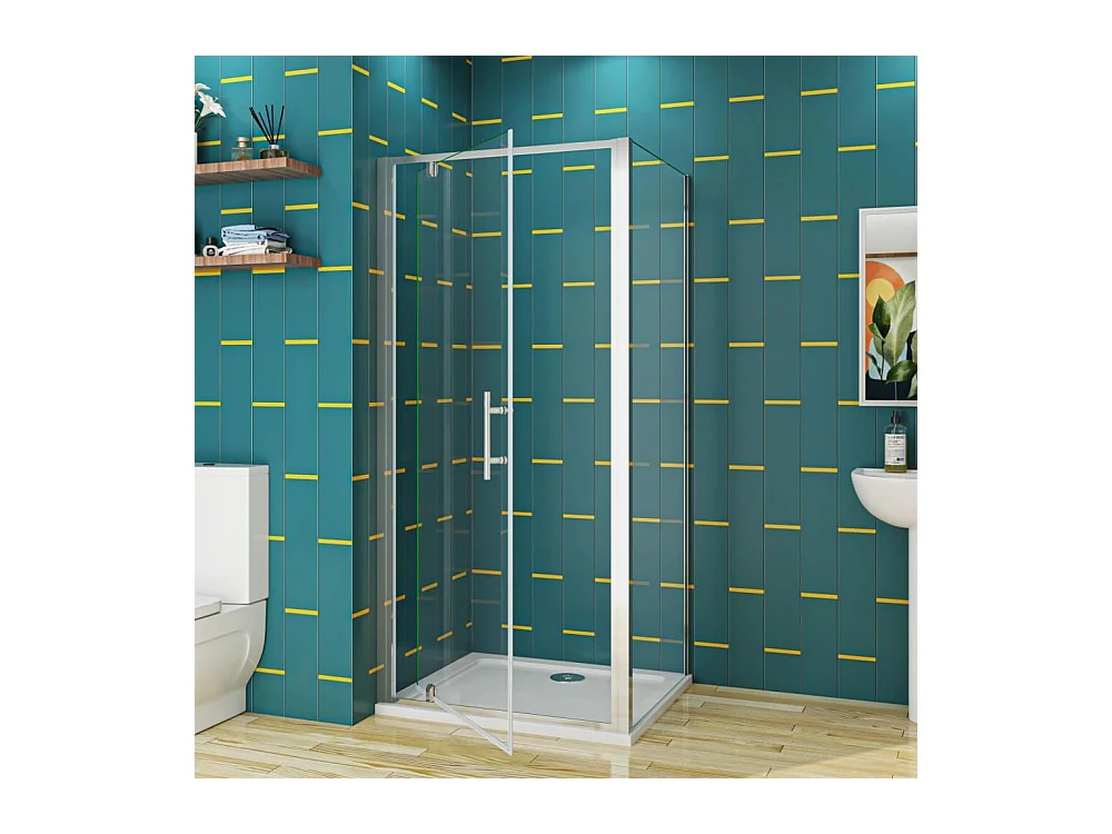 70x80x185cm 5mm Sicherheitsglas Pendeltür mit Seitenwand Falttür Duschkabine